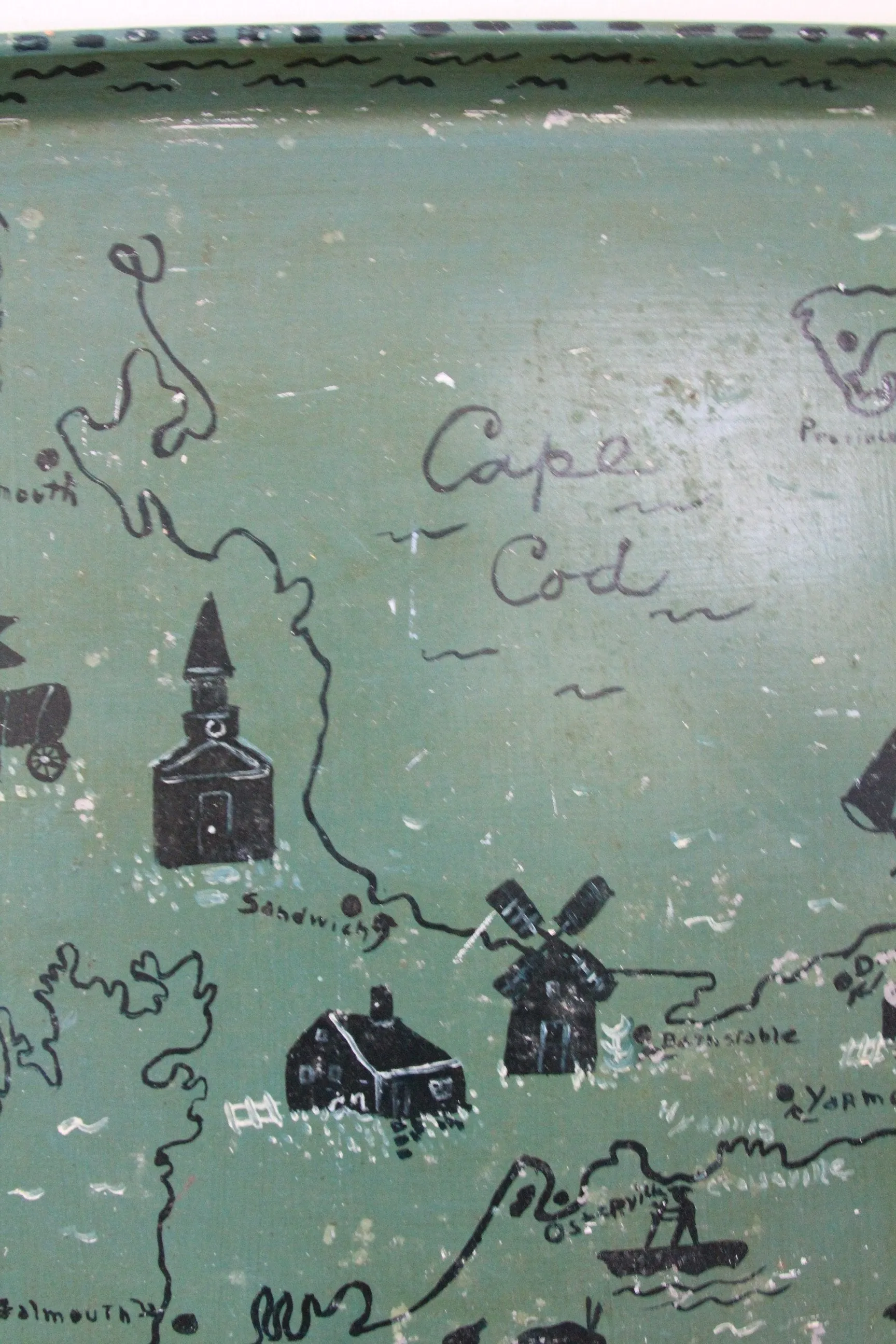 1940s Hand Painted Cape Cod Tray