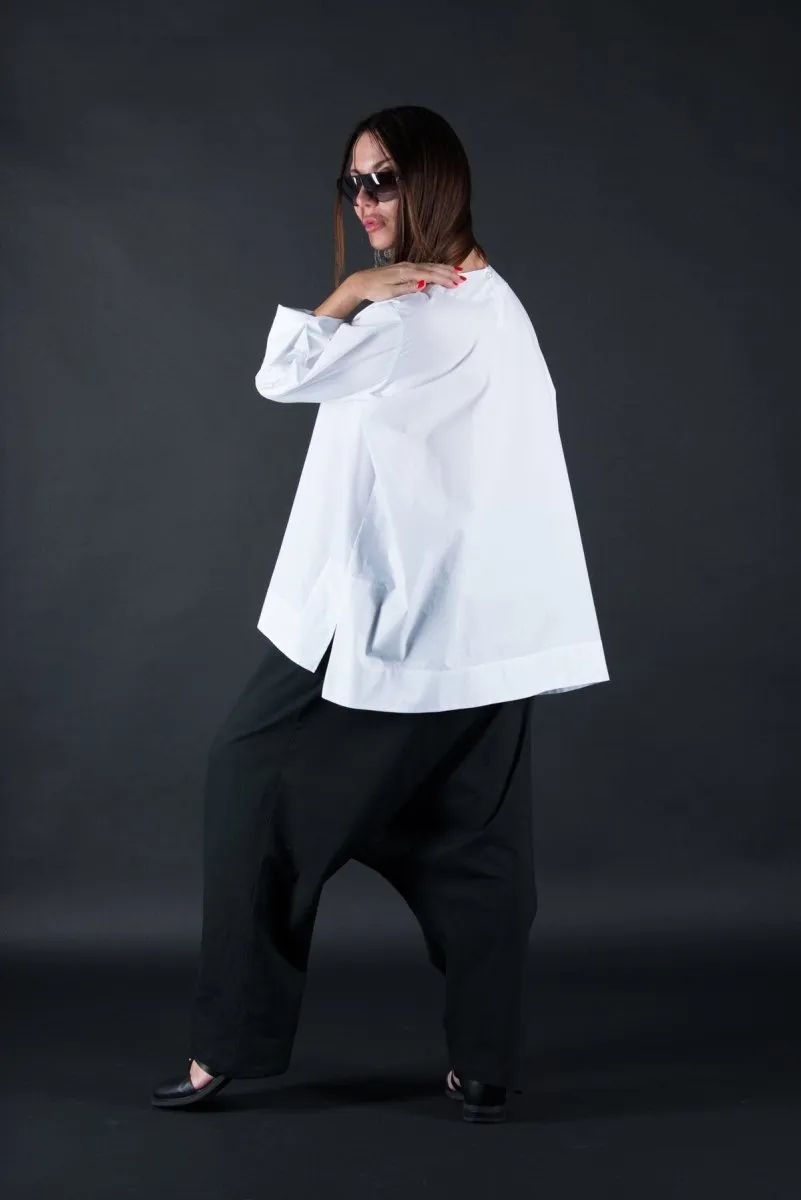 Black Cotton Loose Shirt SAMIRA