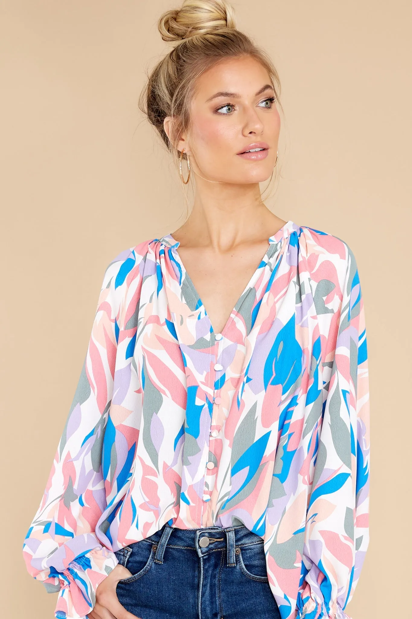 Bold And Beautiful Blue Multi Print Top