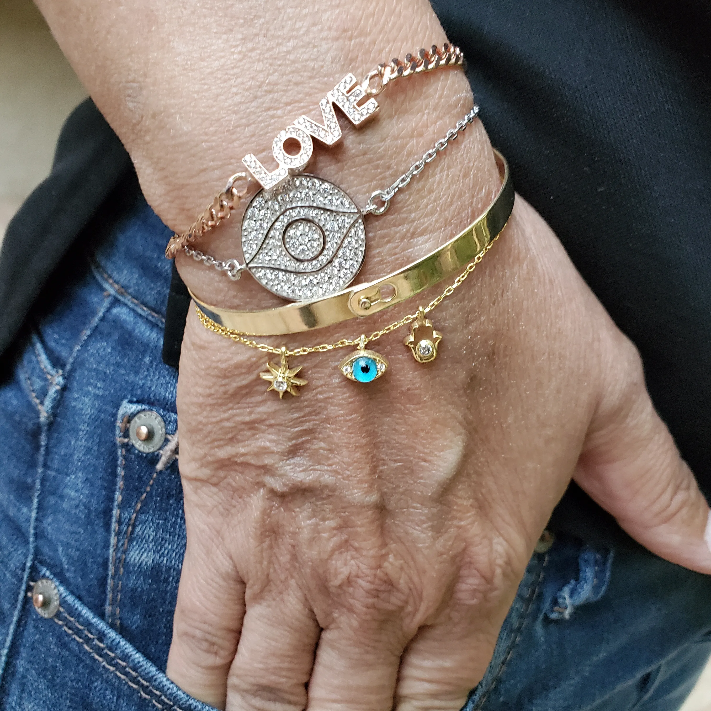 Bold Evil Eye Lucky Bracelet in Sterling Silver