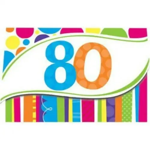 Bright and Bold 80th Invitations - 8 Pkt