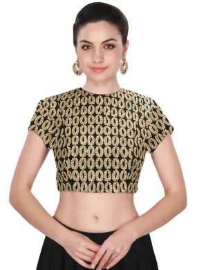 Cape Sleeve Black Embroidred Designer Blouse