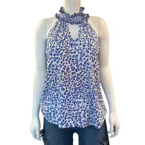 Cobalt blue smock neck halter top