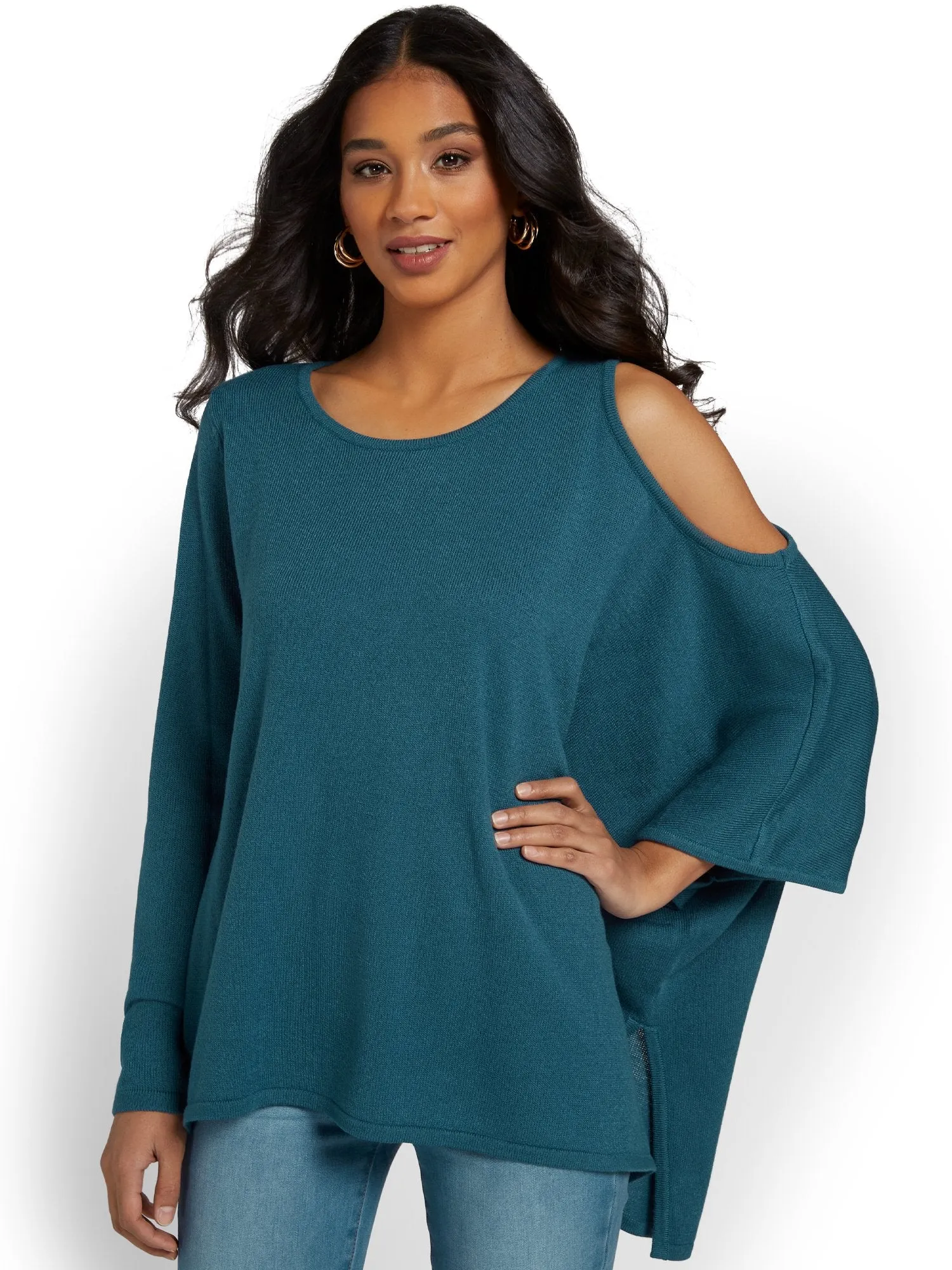 Cold-Shoulder Poncho
