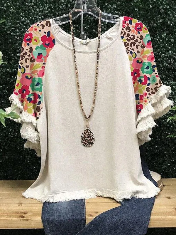 Dunnmall Casual Short Sleeve Floral-Print Shirts & Tops
