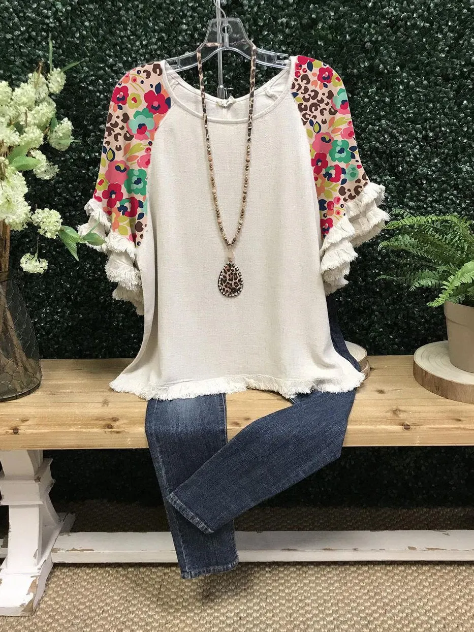 Dunnmall Casual Short Sleeve Floral-Print Shirts & Tops