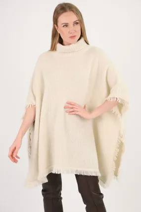 Estheme Cashmere Cape Cream Roll Neck Alpaca And Silk WES2465HT 16501