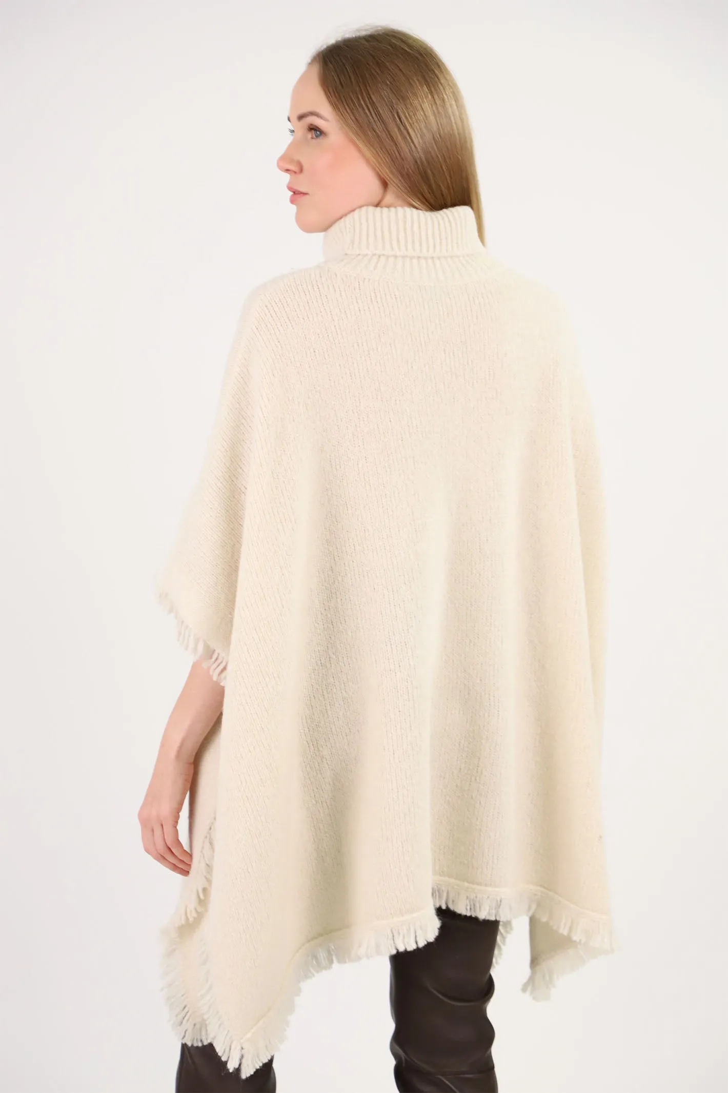 Estheme Cashmere Cape Cream Roll Neck Alpaca And Silk WES2465HT 16501