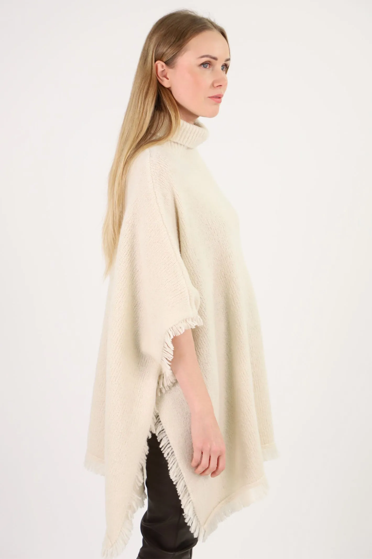 Estheme Cashmere Cape Cream Roll Neck Alpaca And Silk WES2465HT 16501