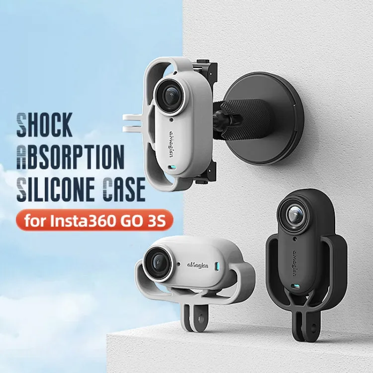 For Insta360 GO 3S Camera aMagisn Silicone Cover Shock-absorbing Protective Case(Vertical Black)