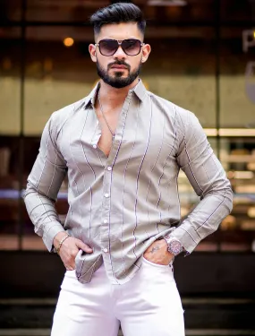 Grey Striped Oxford Cotton Shirt