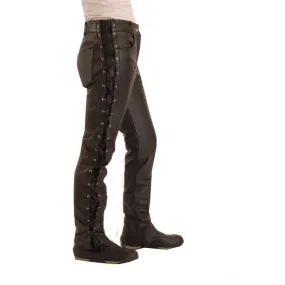 Ladies Side Lace  Cow Hide Leather Trousers 302