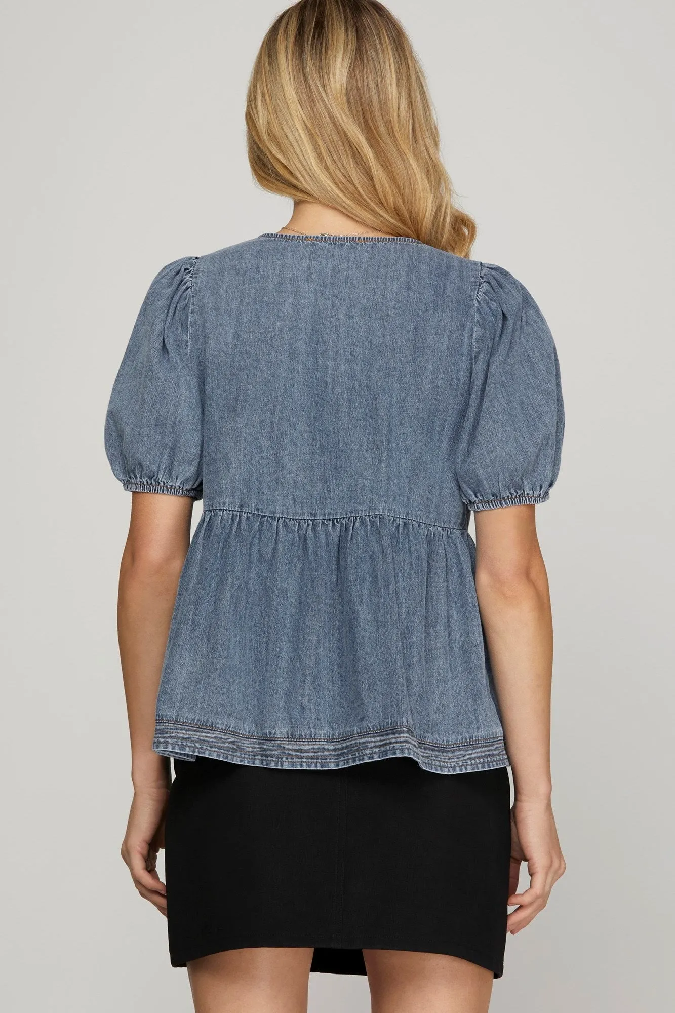 Lost In Love Denim Bow Top