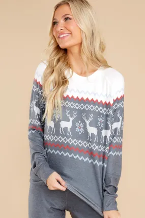 Magical Stories Charcoal Multi Print Top
