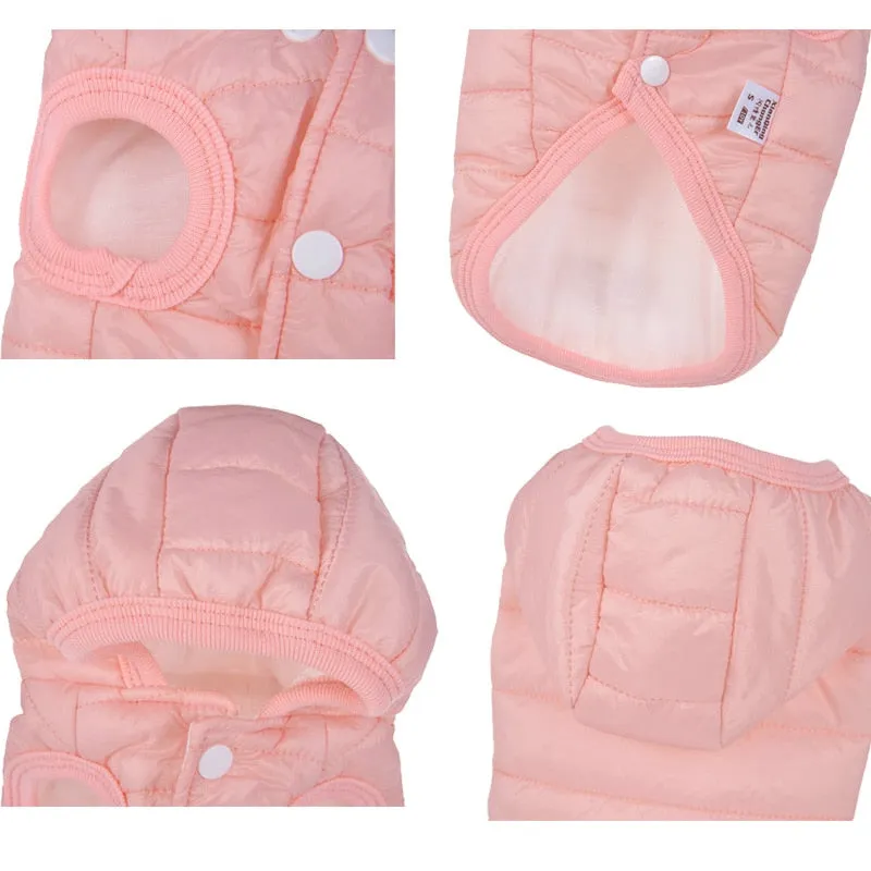 Pastel Colors Warm Winter Vest With Hoodie For Small Dogs