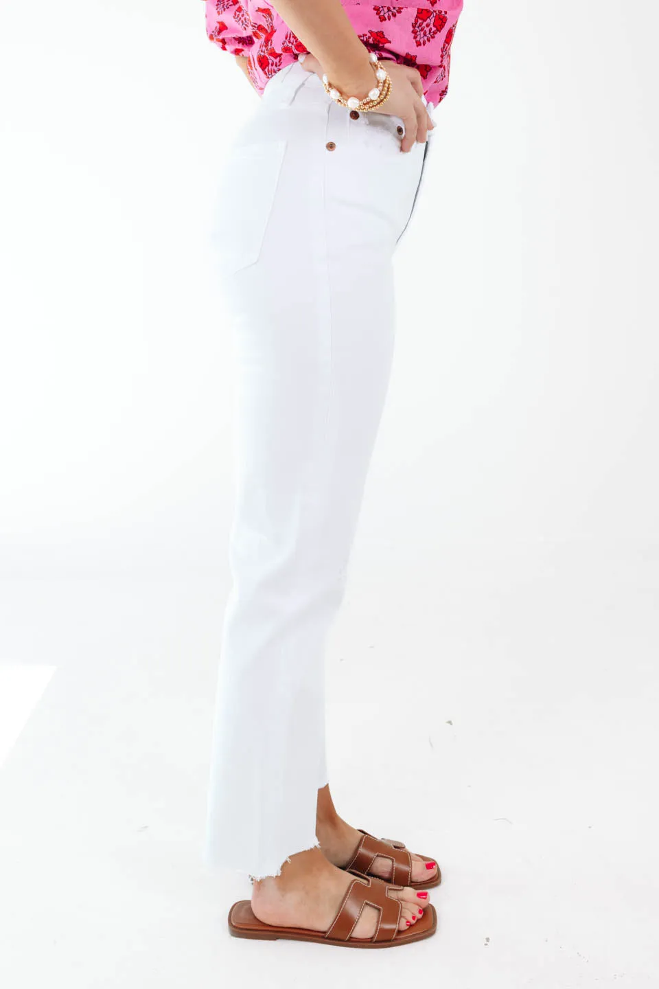 Pistola Charlie High Rise Straight Jeans - White Vintage