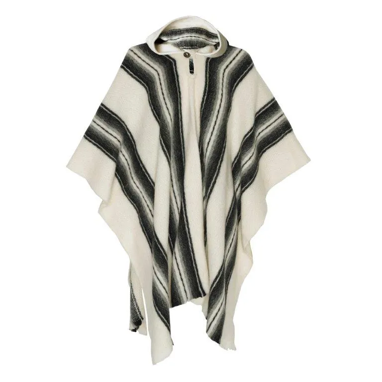 Rustic Alpaca Wool Poncho with Hoodie