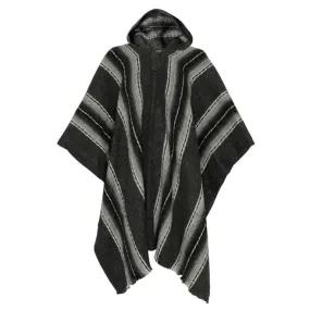 Rustic Alpaca Wool Poncho with Hoodie