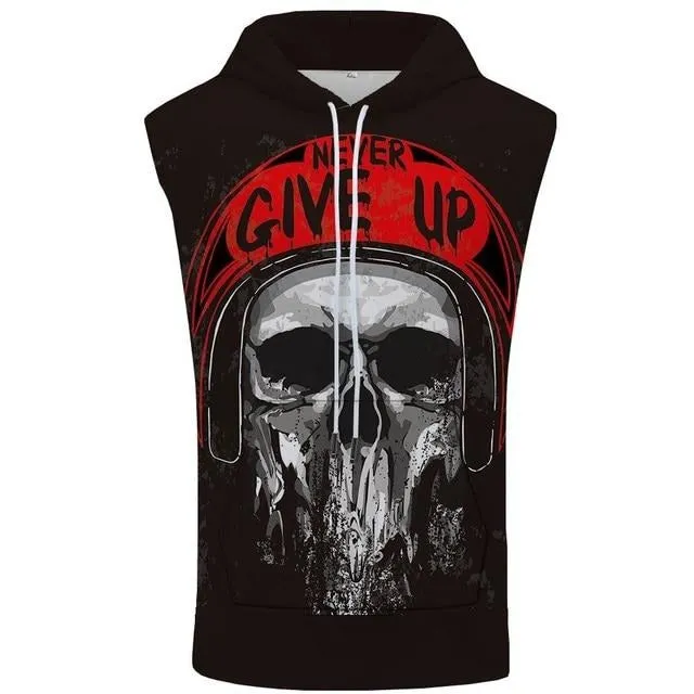 Skull Sleeveless Hoodie Sweatshirt Vest