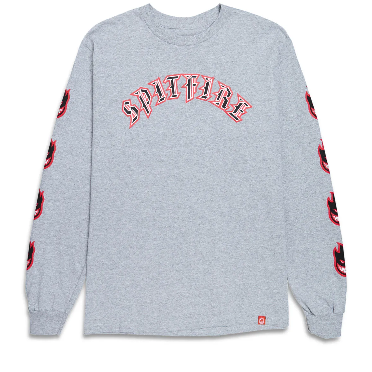 Spitfire Old E Bighead Fill Long Sleeve T-Shirt - Sport Grey/Red/Black/White