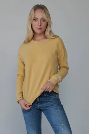 Yellow Cropped Long Sleeve Tee